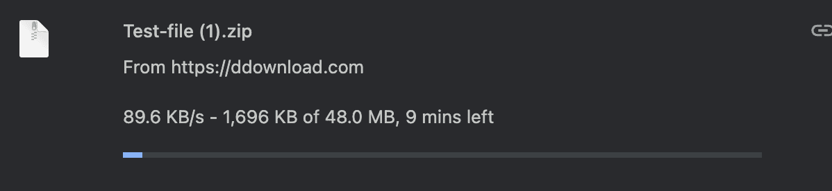 Free DDownload browser test running at 89.6 KB per second
