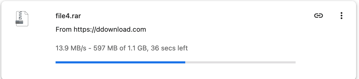 Chrome downloading a DDownload Premium file at 13.9 MB per second